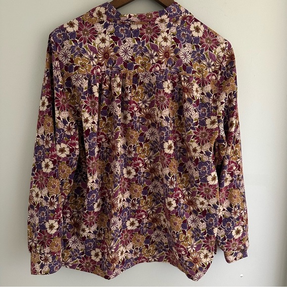Vintage BonWorth Purple and Gold Floral Blouse Women’s Small - Picture 4 of 5